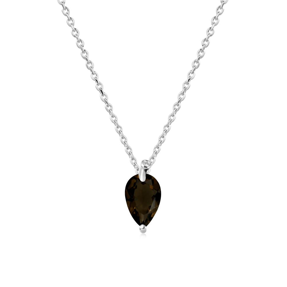Teardrop Smoky Quartz Leaf Necklace - LUO Jewelry #metal_18k white gold