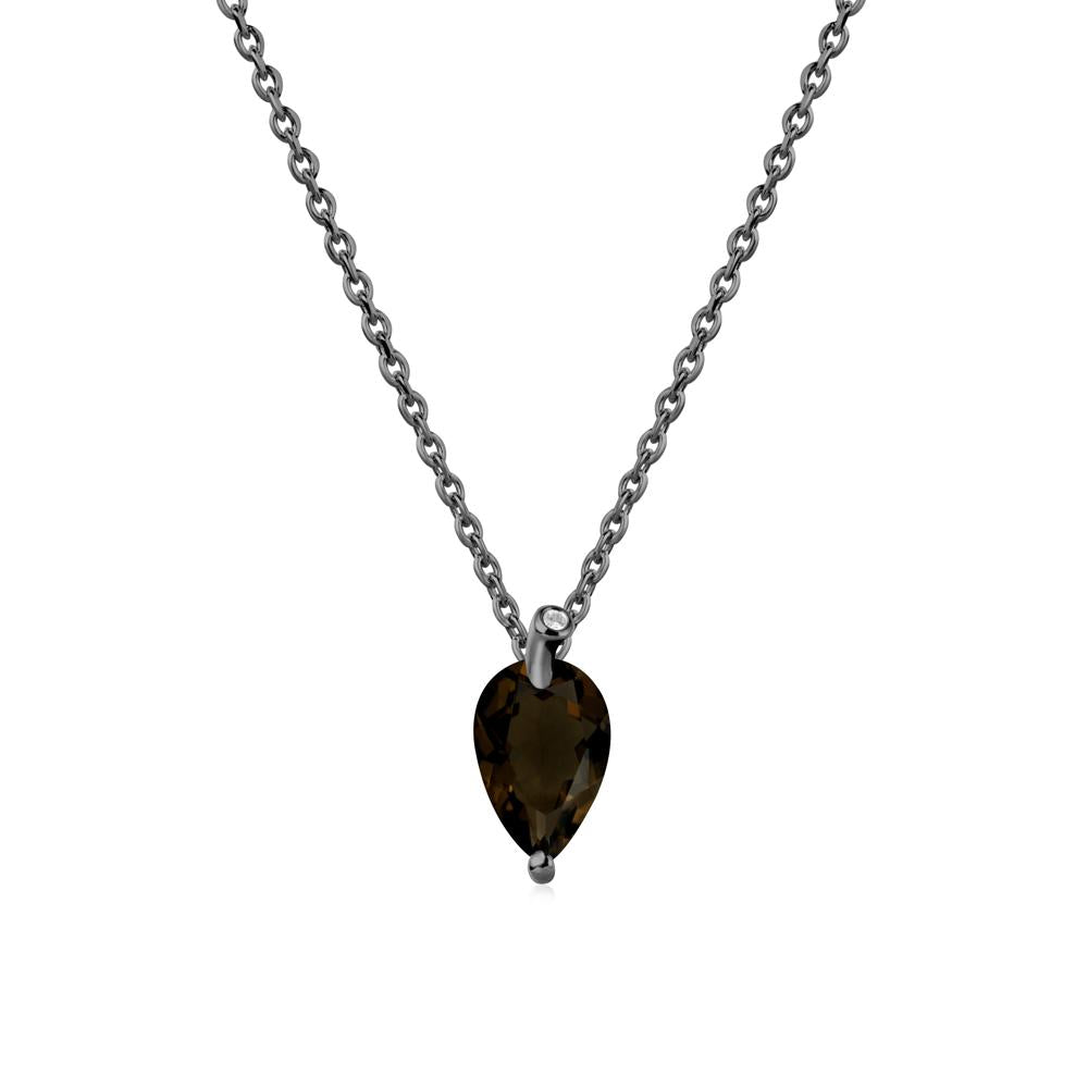 Teardrop Smoky Quartz Leaf Necklace - LUO Jewelry #metal_black finish sterling silver