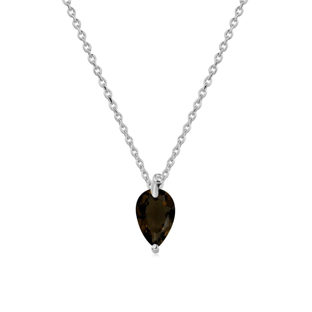 Teardrop Smoky Quartz Leaf Necklace - LUO Jewelry #metal_platinum
