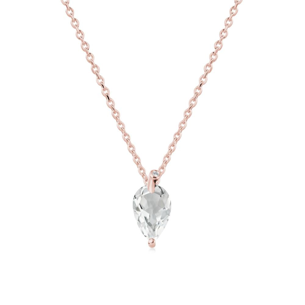 Teardrop White Topaz Leaf Necklace - LUO Jewelry #metal_18k rose gold