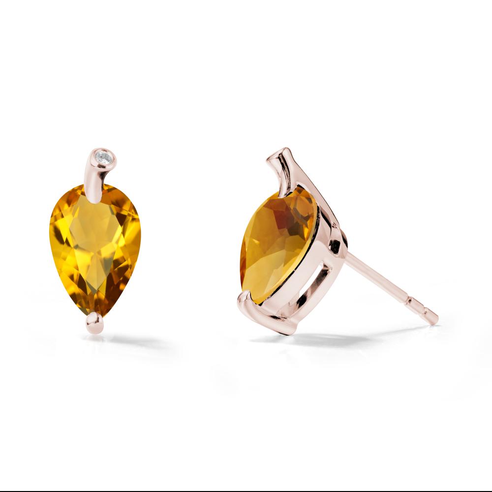Pear Shaped Citrine Leaf Earrings - LUO Jewelry #metal_14k rose gold