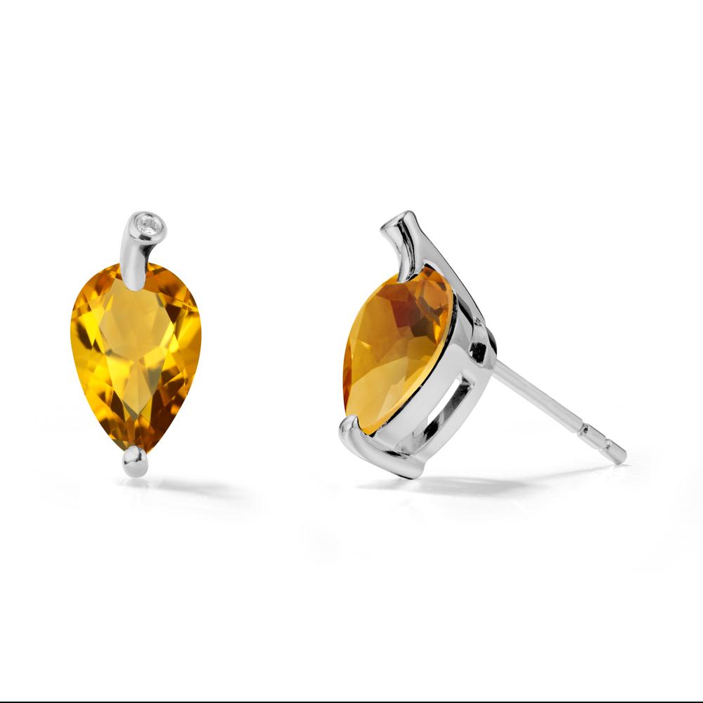 Pear Shaped Citrine Leaf Earrings - LUO Jewelry #metal_platinum