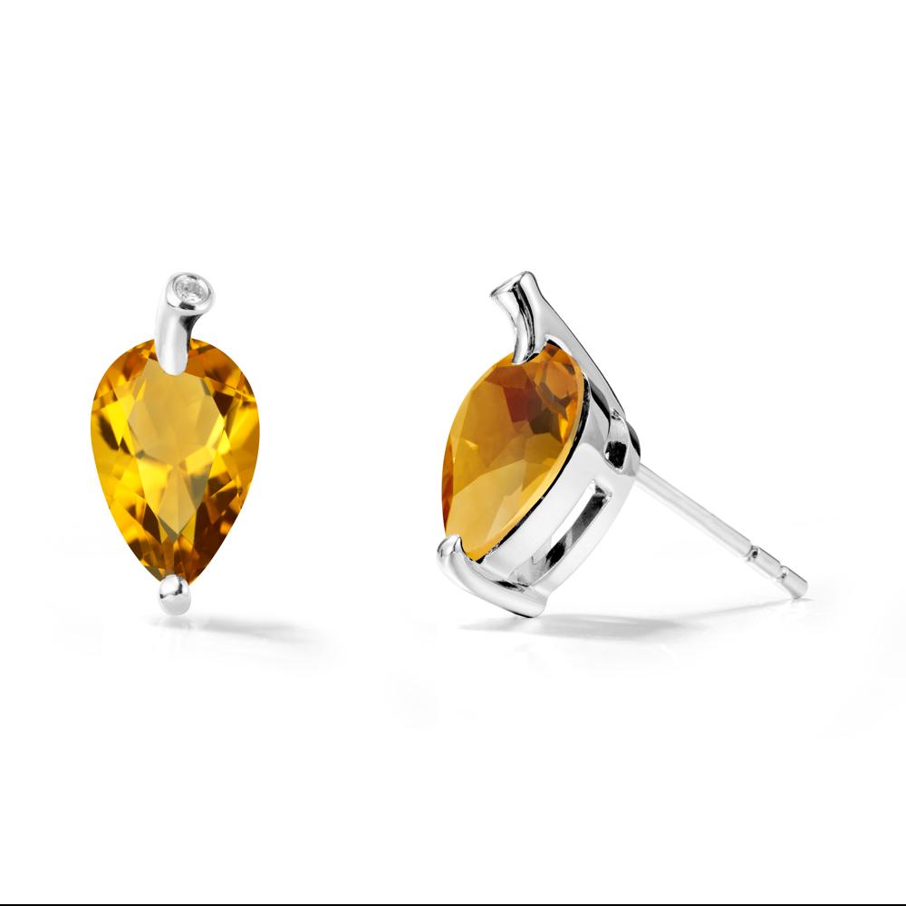 Pear Shaped Citrine Leaf Earrings - LUO Jewelry #metal_sterling silver