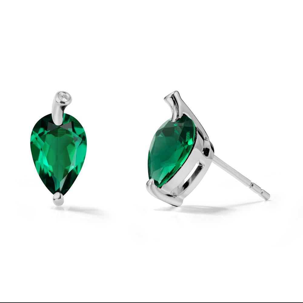Nature Inspired Teardrop Emerald Leaf Earrings - LUO Jewelry #metal_platinum