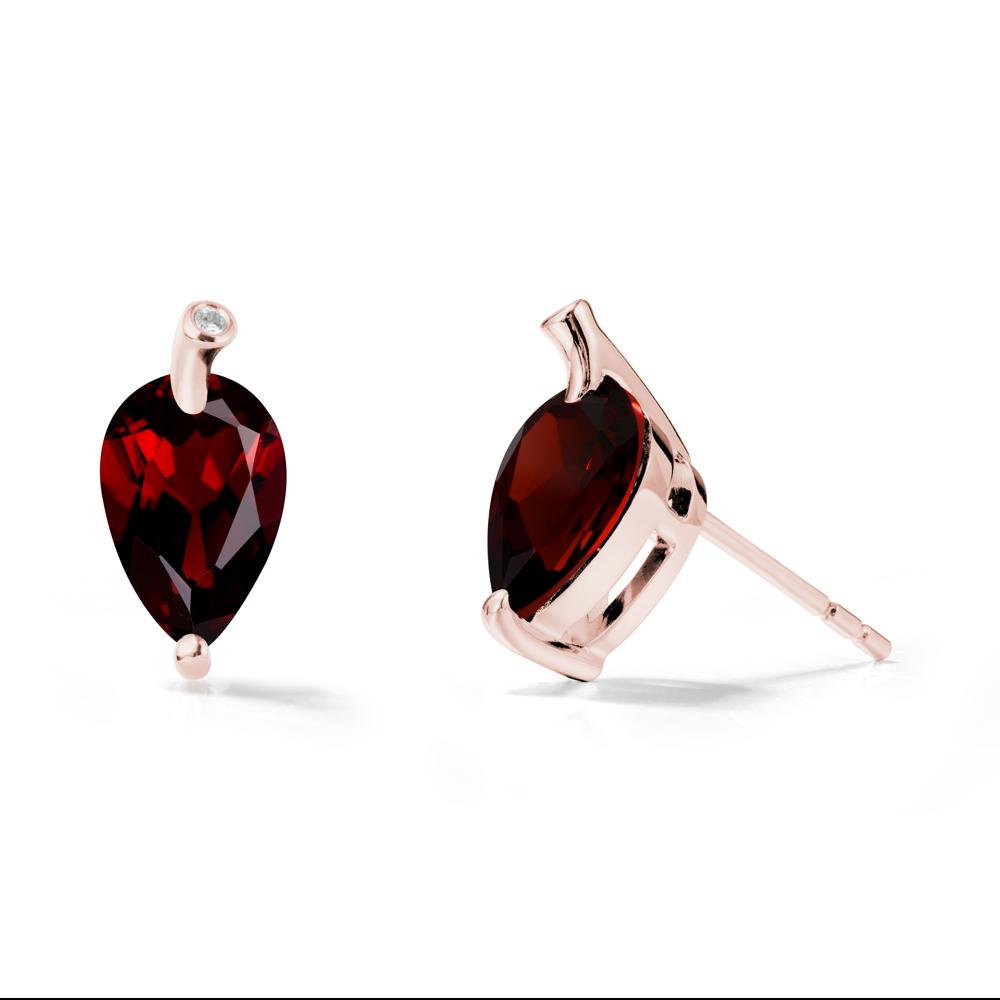 Pear Shaped Garnet Leaf Earrings - LUO Jewelry #metal_18k rose gold