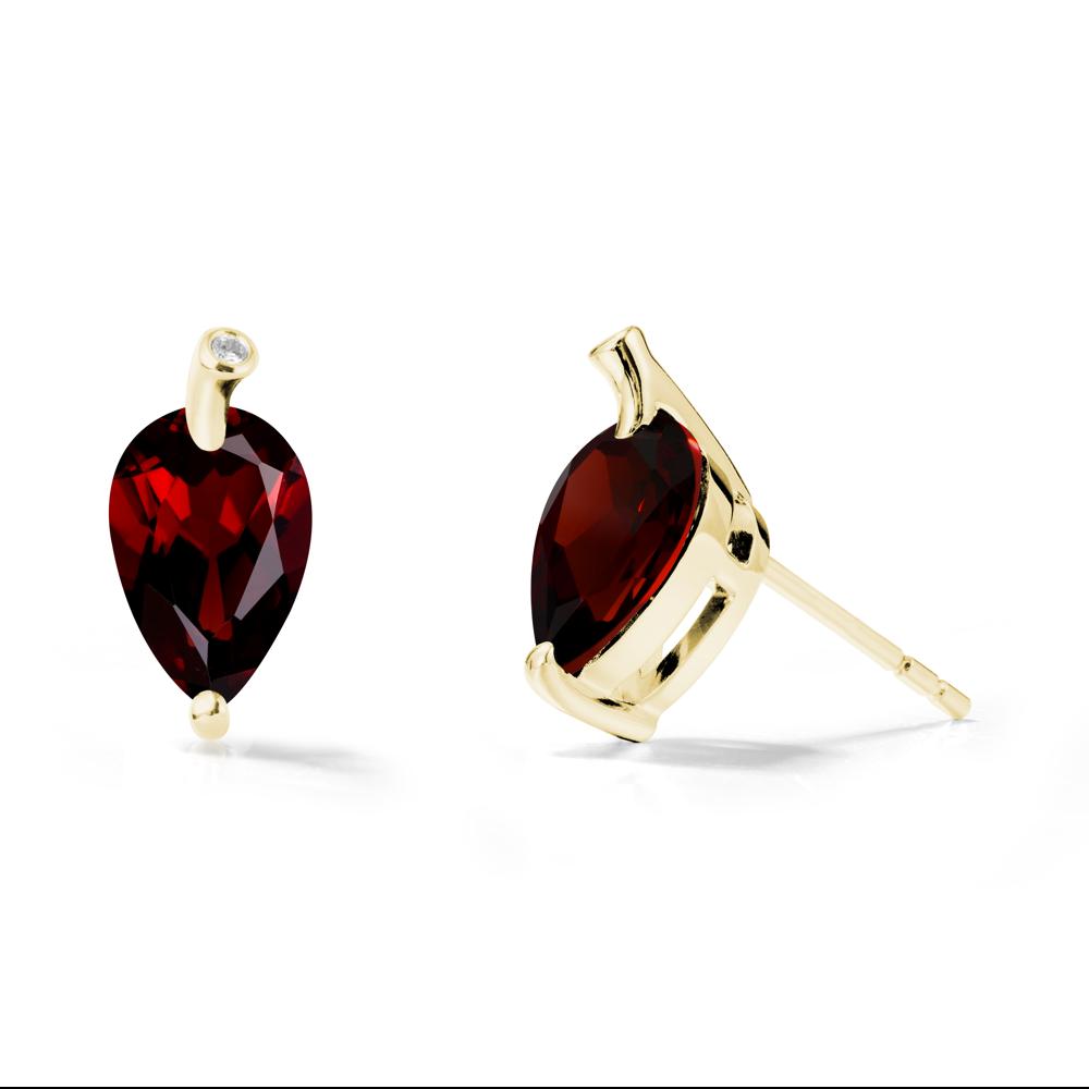 Pear Shaped Garnet Leaf Earrings - LUO Jewelry #metal_18k yellow gold