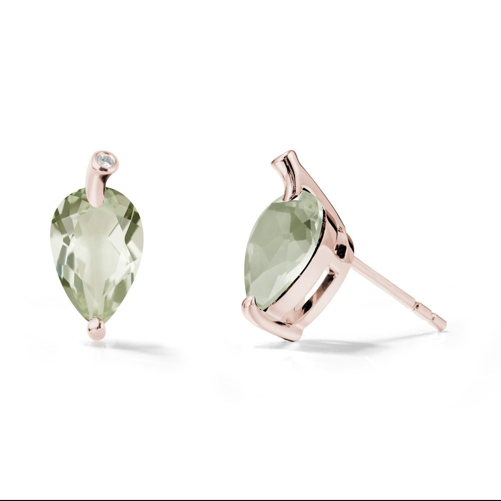 Nature Inspired Teardrop Green Amethyst Leaf Earrings - LUO Jewelry #metal_14k rose gold