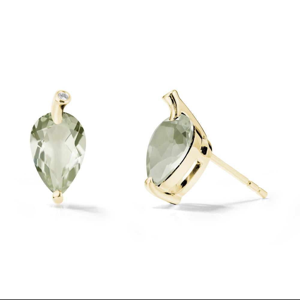 Nature Inspired Teardrop Green Amethyst Leaf Earrings - LUO Jewelry #metal_18k yellow gold