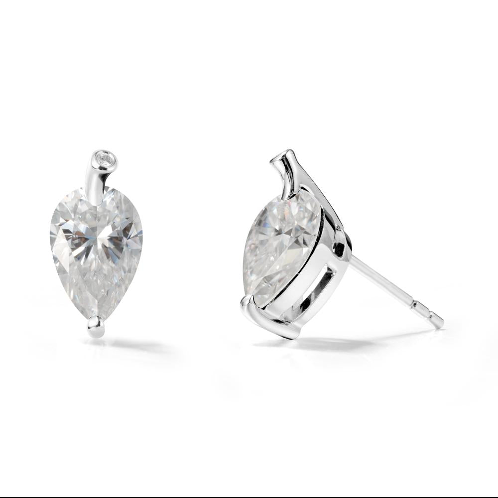 Nature Inspired Teardrop Moissanite Leaf Earrings - LUO Jewelry #metal_14k white gold