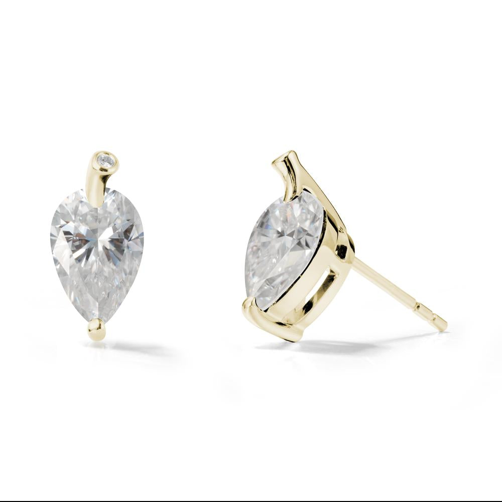 Nature Inspired Teardrop Moissanite Leaf Earrings - LUO Jewelry #metal_14k yellow gold