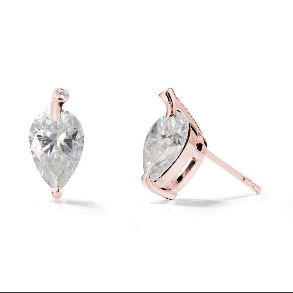 Nature Inspired Teardrop Moissanite Leaf Earrings - LUO Jewelry #metal_18k rose gold