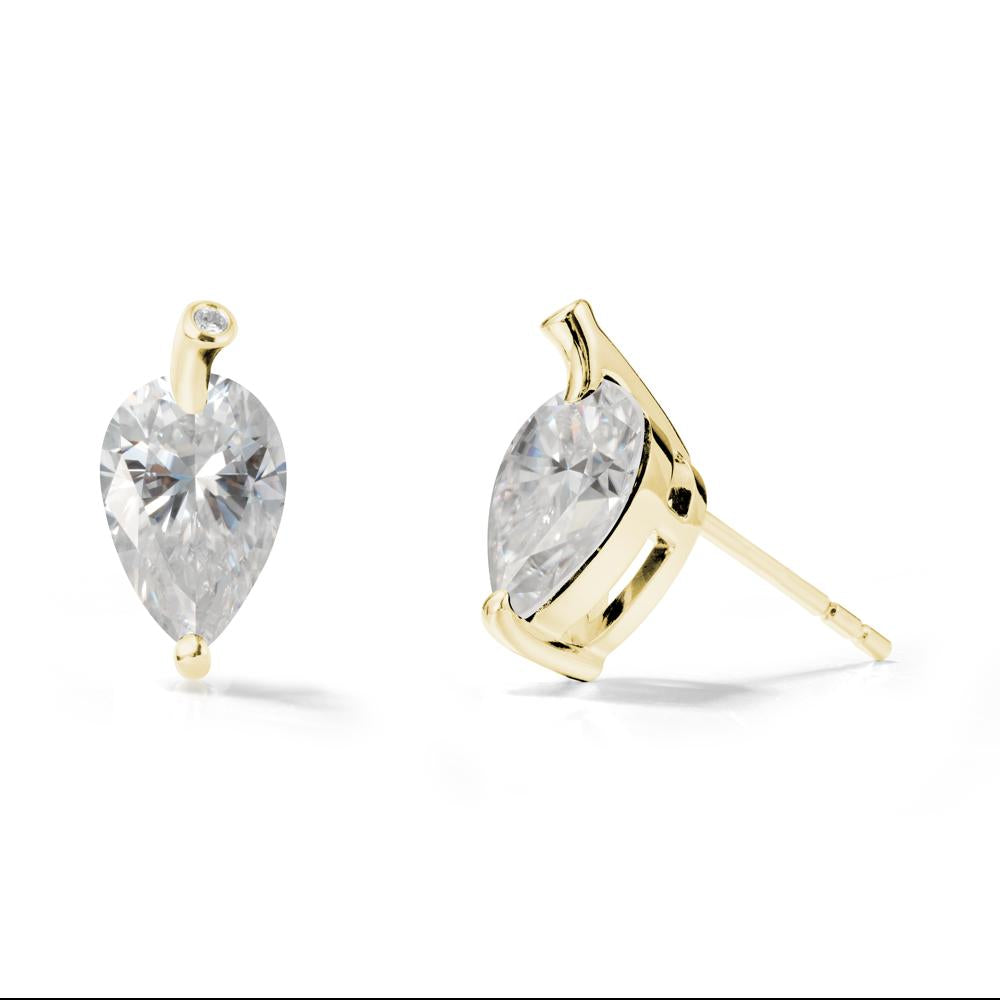 Nature Inspired Teardrop Moissanite Leaf Earrings - LUO Jewelry #metal_18k yellow gold