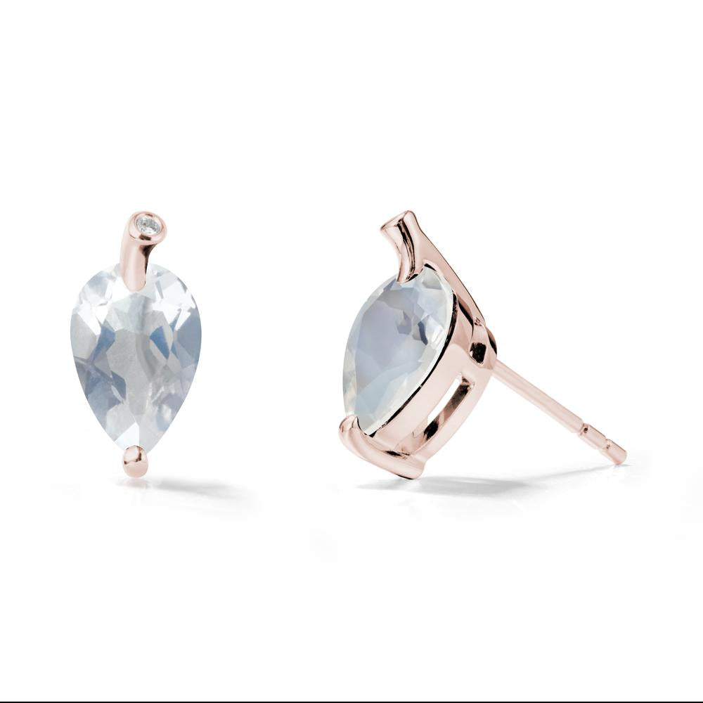 Pear Shaped Moonstone Leaf Earrings - LUO Jewelry #metal_14k rose gold