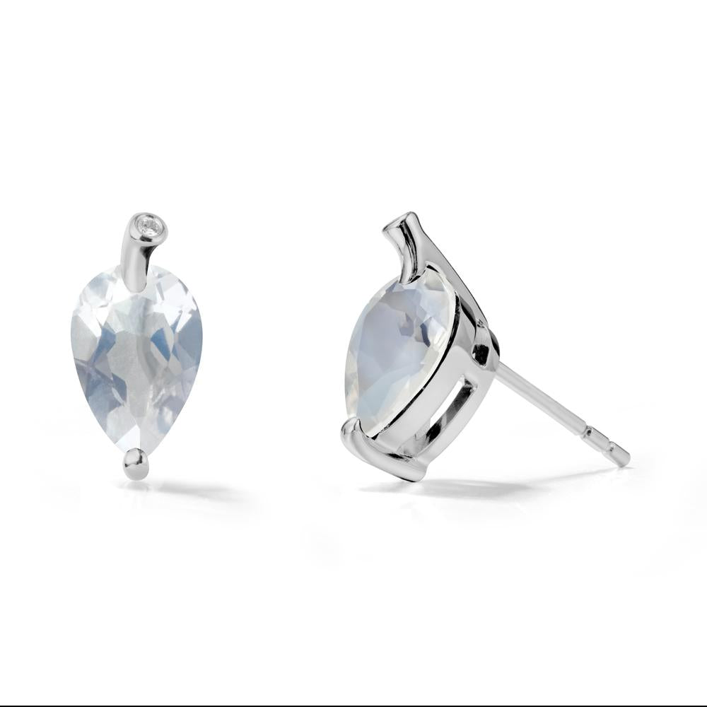 Pear Shaped Moonstone Leaf Earrings - LUO Jewelry #metal_platinum