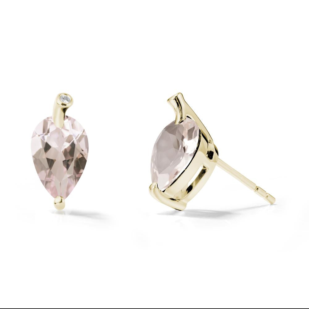 Nature Inspired Teardrop Morganite Leaf Earrings - LUO Jewelry #metal_14k yellow gold