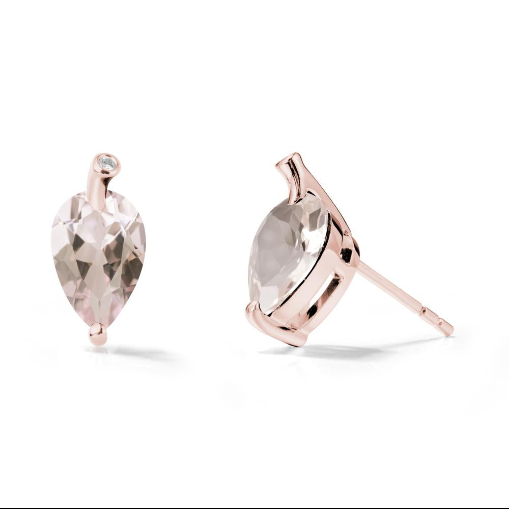 Nature Inspired Teardrop Morganite Leaf Earrings - LUO Jewelry #metal_18k rose gold