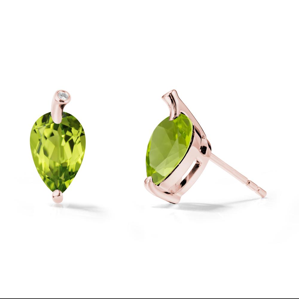 Pear Shaped Peridot Leaf Earrings - LUO Jewelry #metal_18k rose gold