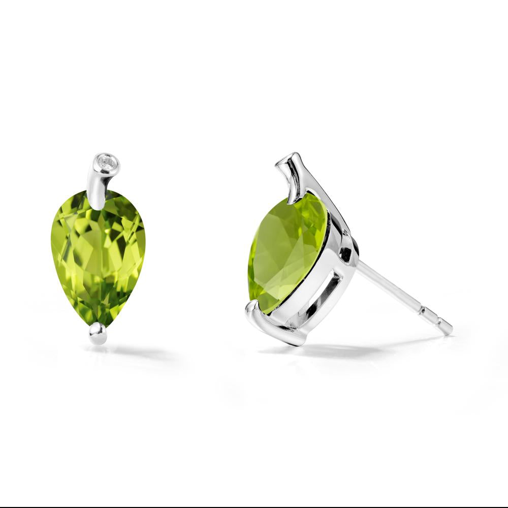 Pear Shaped Peridot Leaf Earrings - LUO Jewelry #metal_18k white gold