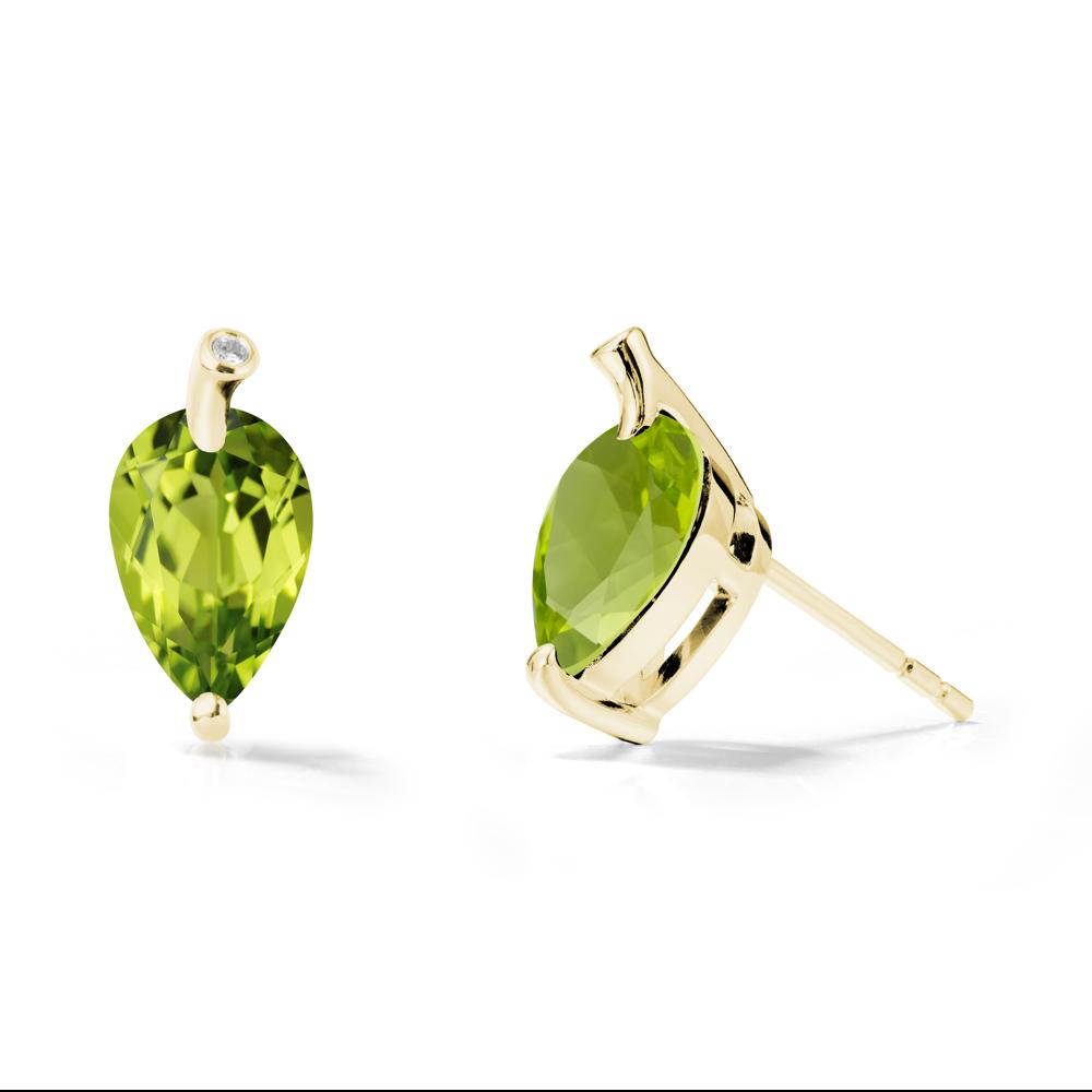 Pear Shaped Peridot Leaf Earrings - LUO Jewelry #metal_18k yellow gold