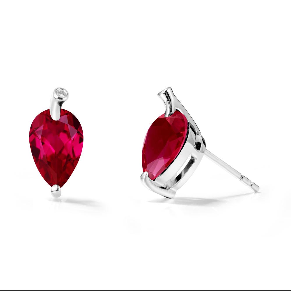 Pear Shaped Ruby Leaf Earrings - LUO Jewelry #metal_sterling silver