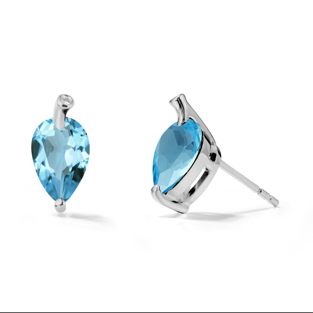 Nature Inspired Teardrop Swiss Blue Topaz Leaf Earrings - LUO Jewelry #metal_platinum