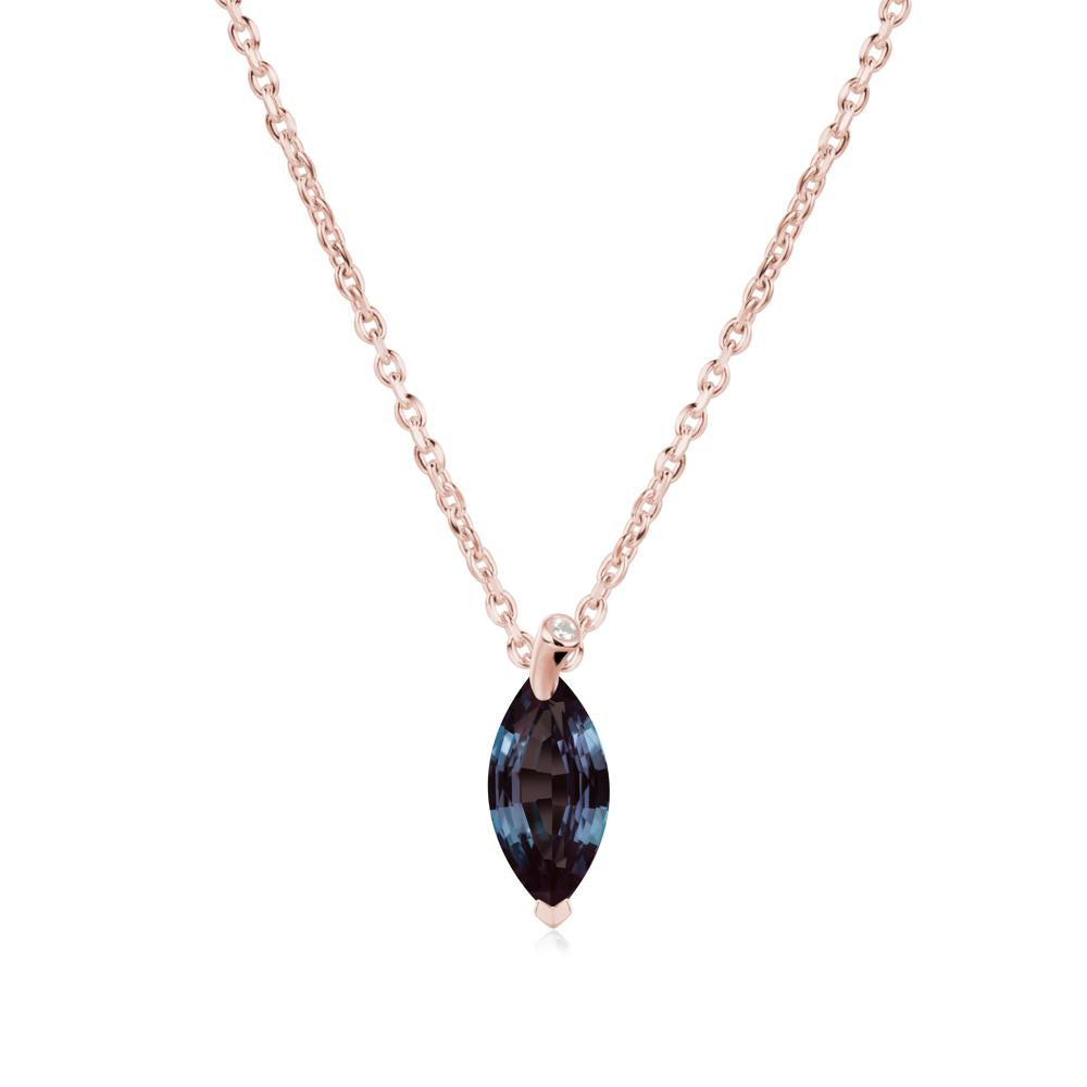 Marquise Alexandrite Leaf Necklace - LUO Jewelry #metal_18k rose gold