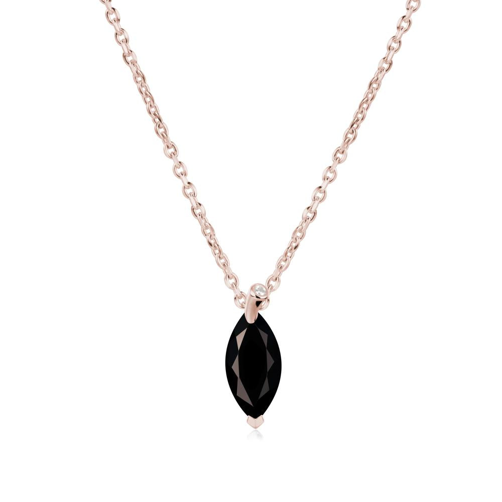 Marquise Black Spinel Leaf Necklace - LUO Jewelry #metal_14k rose gold