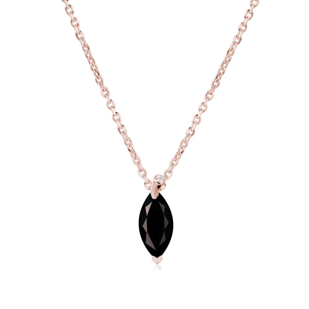 Marquise Black Spinel Leaf Necklace - LUO Jewelry #metal_18k rose gold