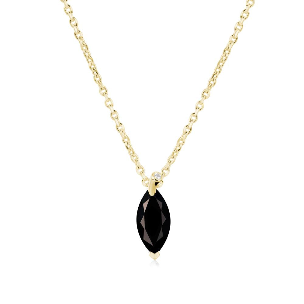 Marquise Black Spinel Leaf Necklace - LUO Jewelry #metal_18k yellow gold