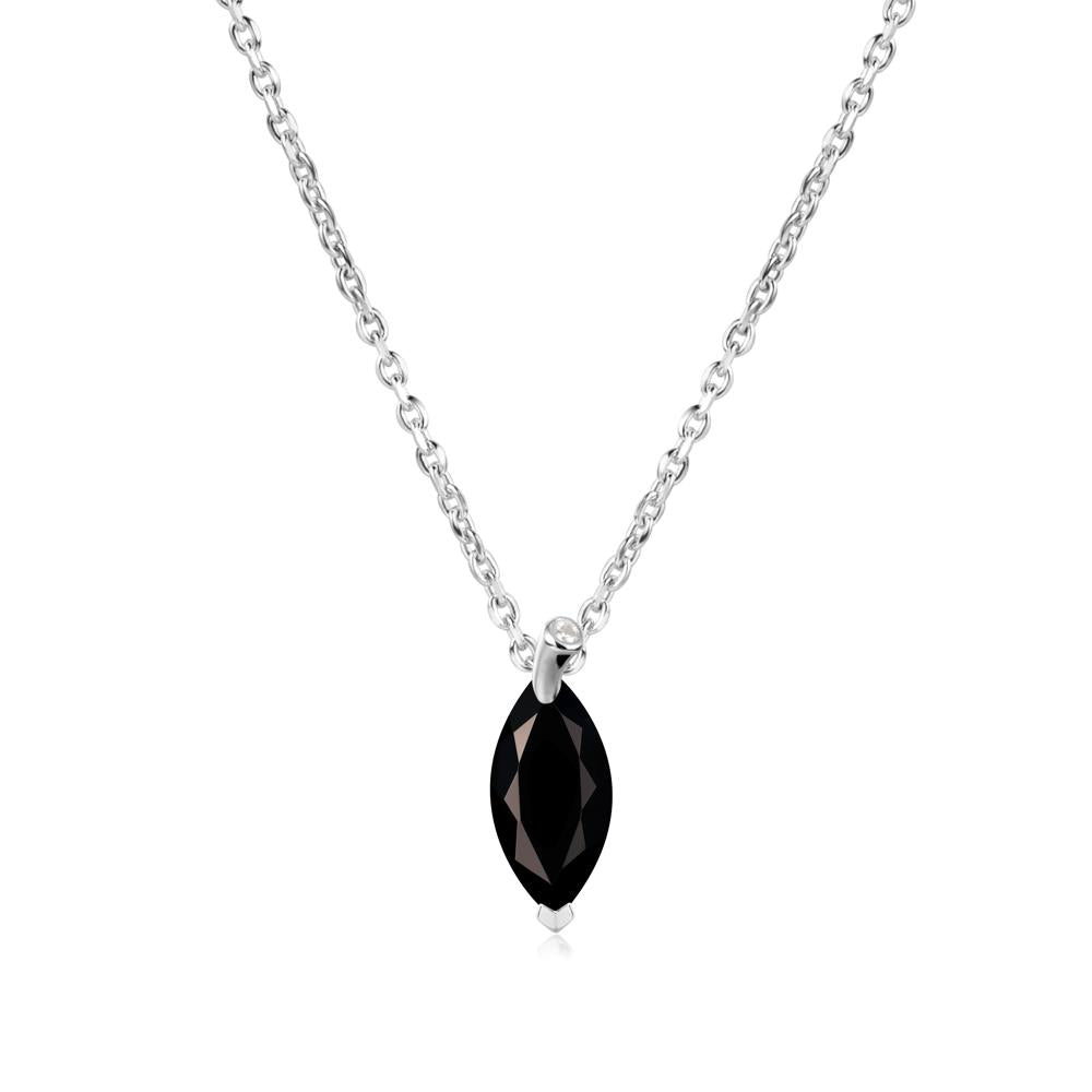 Marquise Black Spinel Leaf Necklace - LUO Jewelry #metal_sterling silver