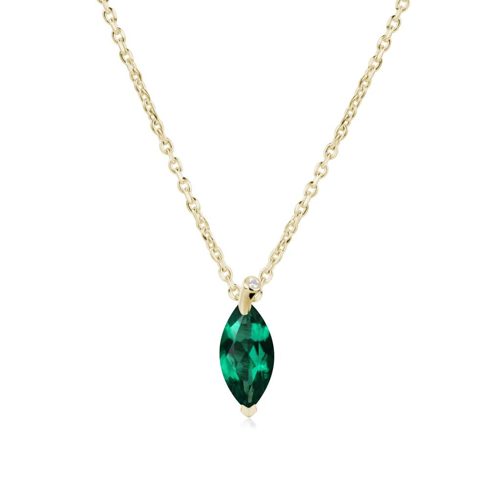 Marquise Emerald Leaf Necklace - LUO Jewelry #metal_14k yellow gold