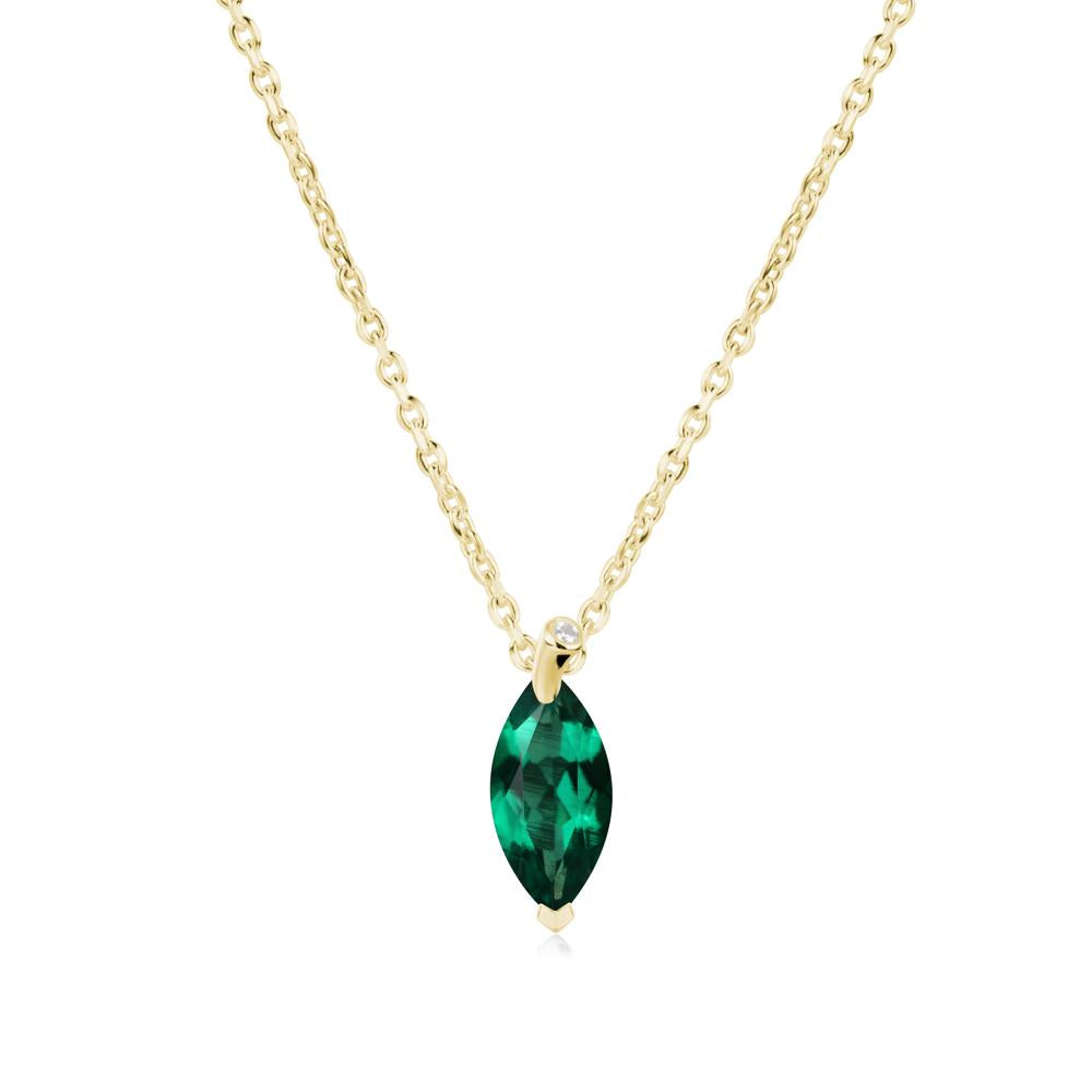 Marquise Emerald Leaf Necklace - LUO Jewelry #metal_18k yellow gold