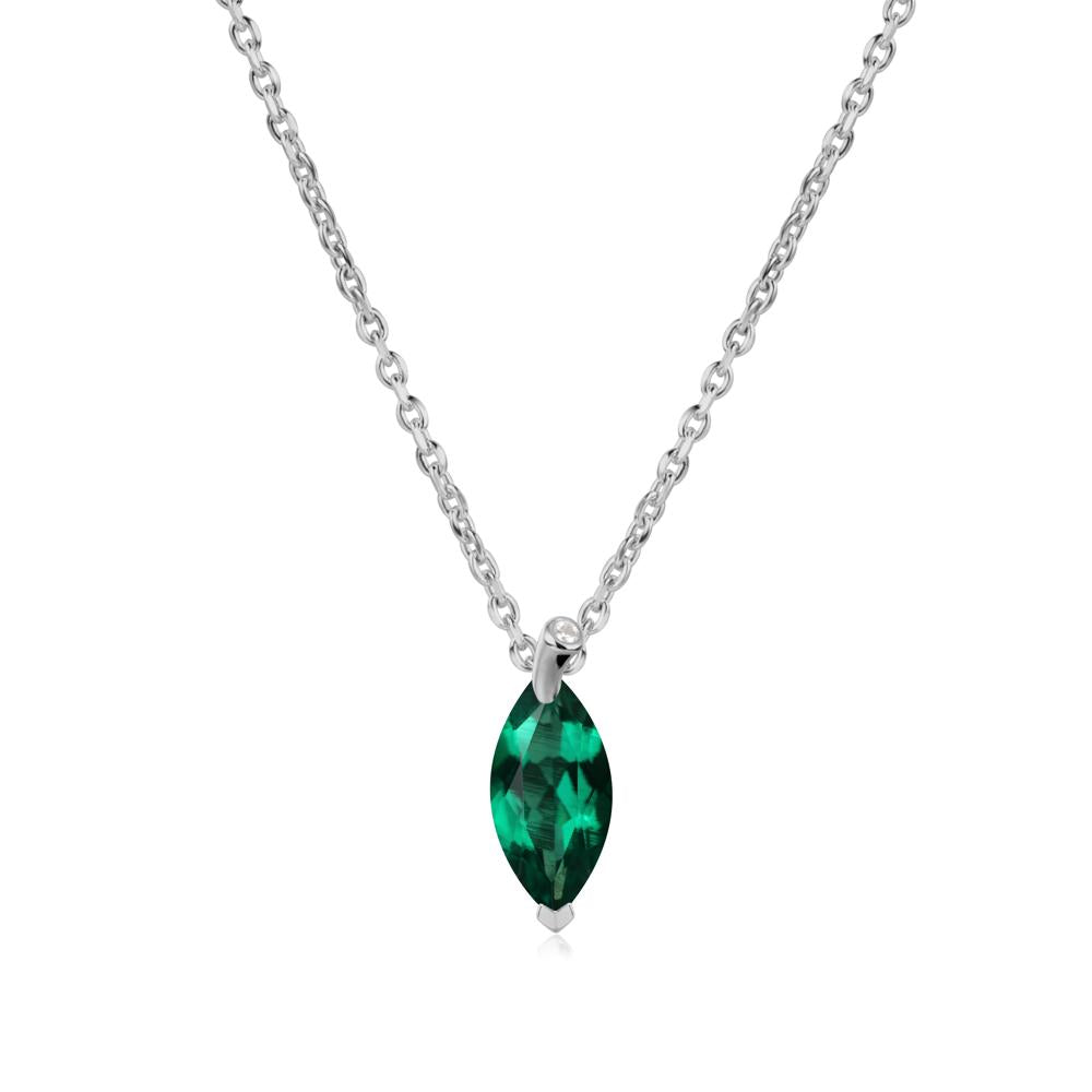 Marquise Emerald Leaf Necklace - LUO Jewelry #metal_platinum