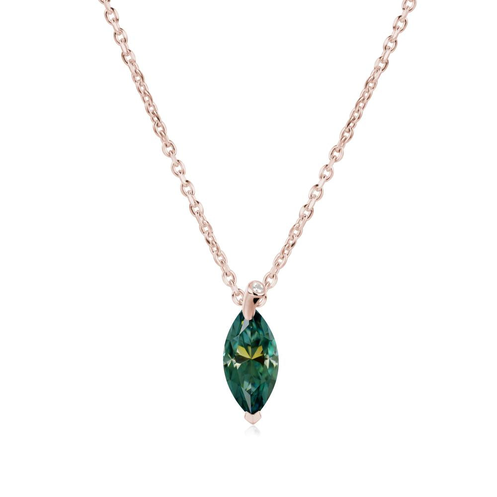 Marquise Green Moissanite Leaf Necklace - LUO Jewelry #metal_14k rose gold