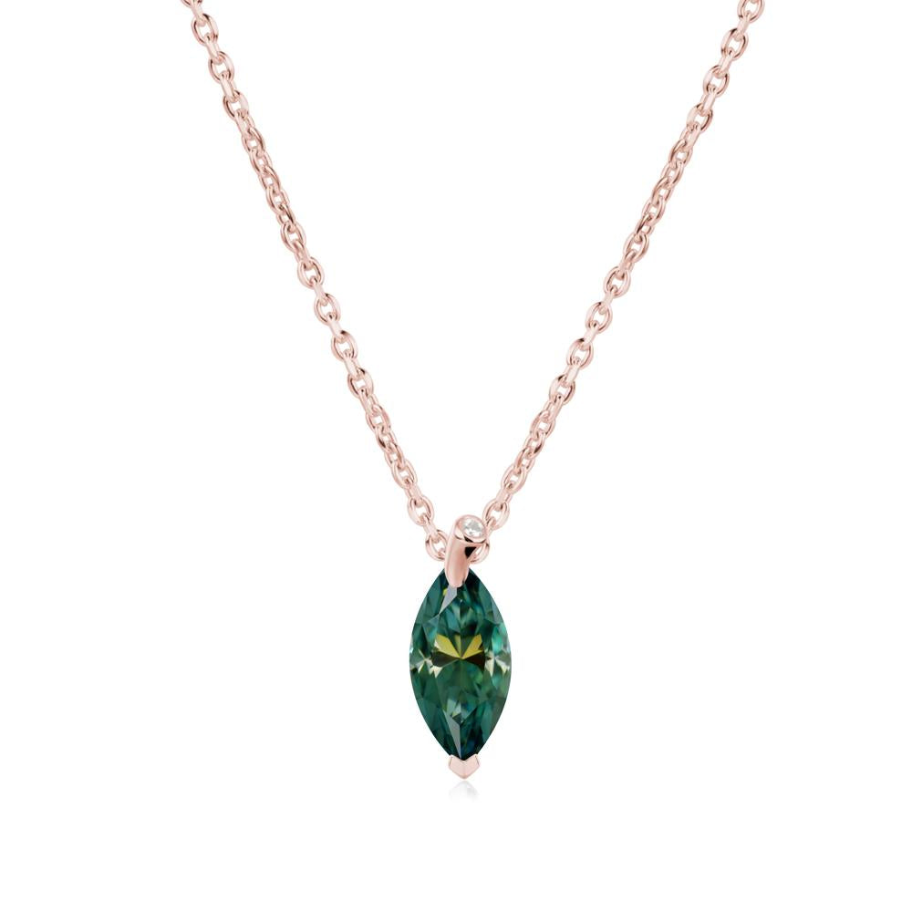 Marquise Green Moissanite Leaf Necklace - LUO Jewelry #metal_18k rose gold