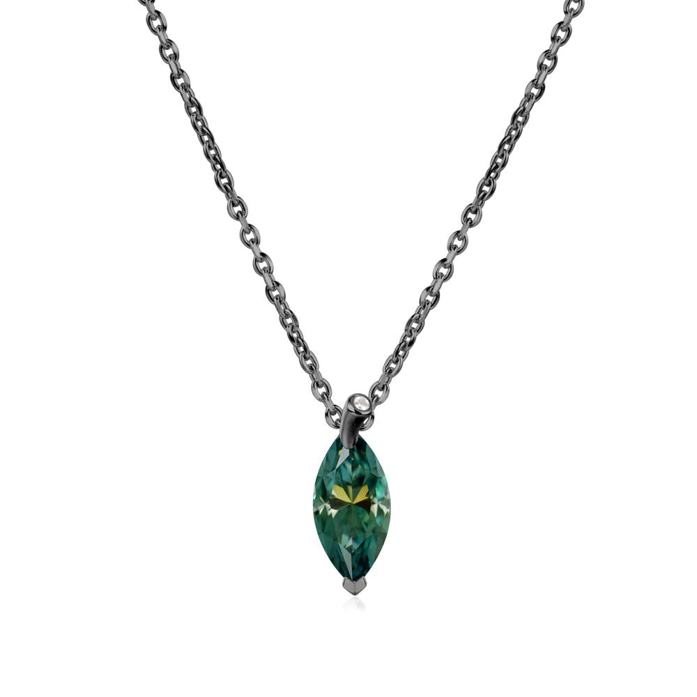 Marquise Green Moissanite Leaf Necklace - LUO Jewelry #metal_black finish sterling silver