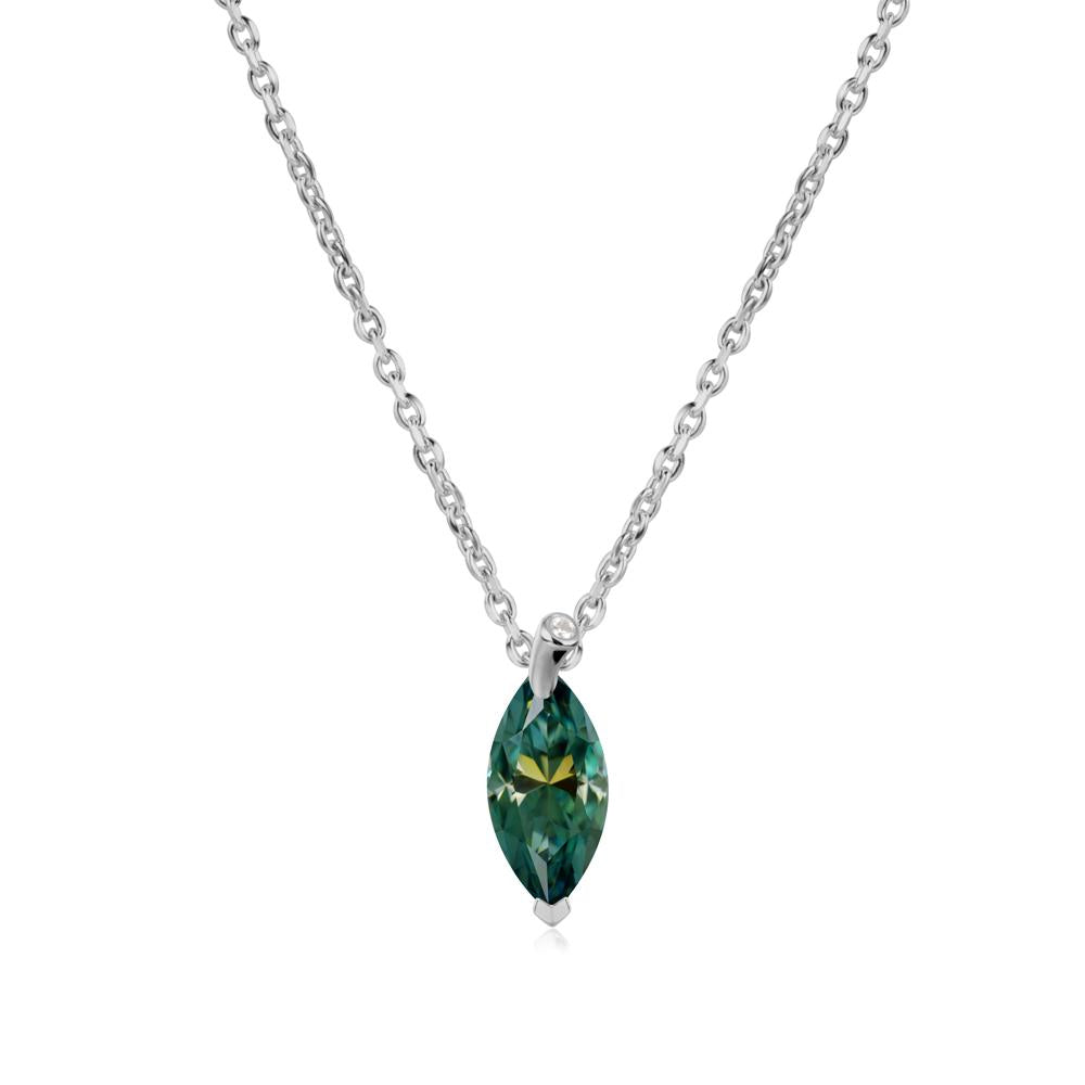 Marquise Green Moissanite Leaf Necklace - LUO Jewelry #metal_platinum
