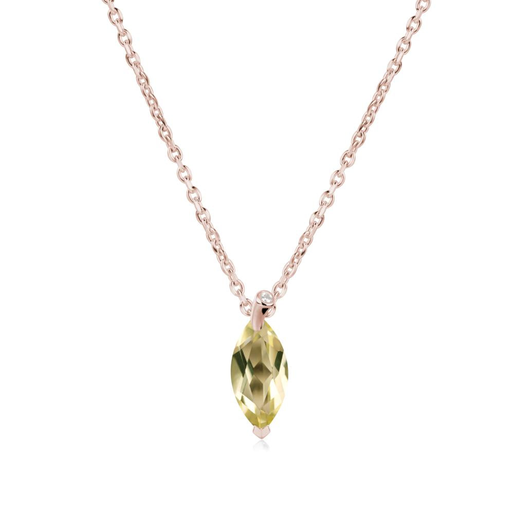 Marquise Lemon Quartz Leaf Necklace - LUO Jewelry #metal_14k rose gold