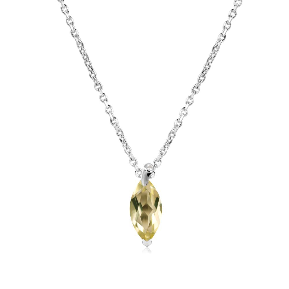 Marquise Lemon Quartz Leaf Necklace - LUO Jewelry #metal_14k white gold