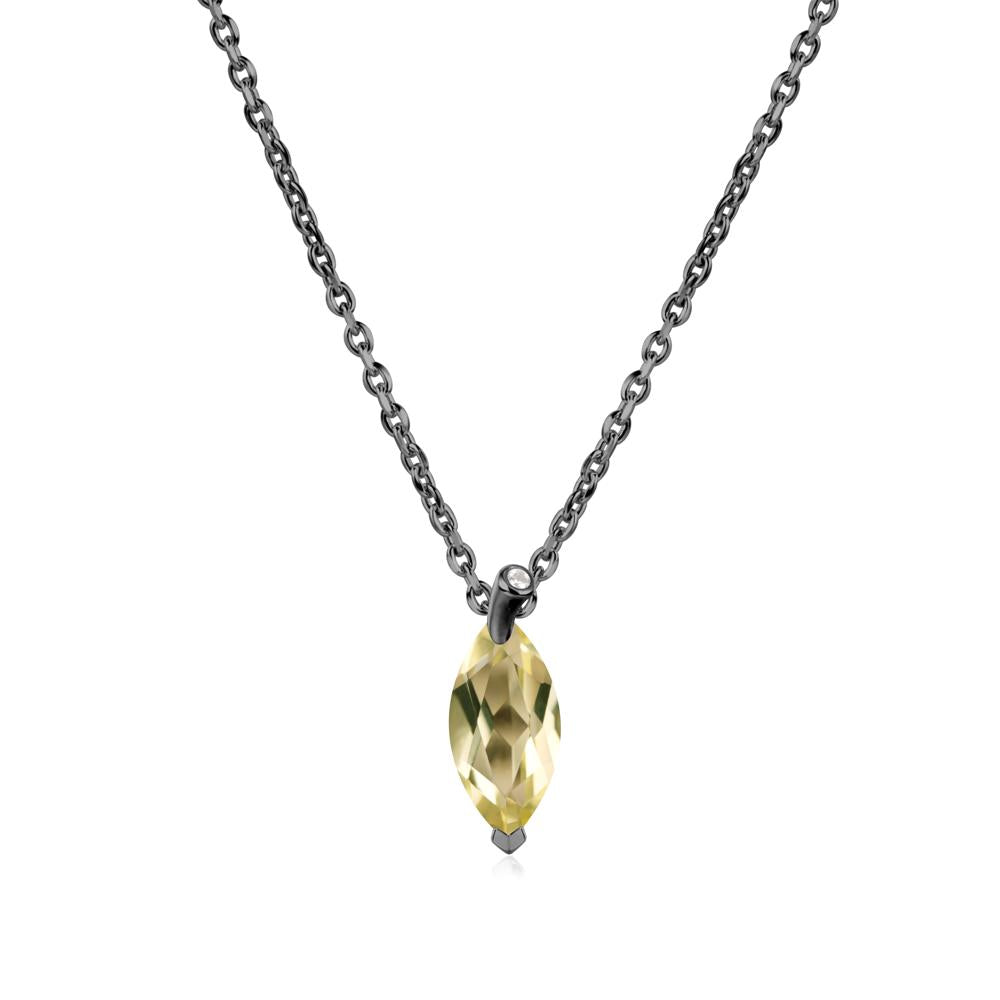 Marquise Lemon Quartz Leaf Necklace - LUO Jewelry #metal_black finish sterling silver