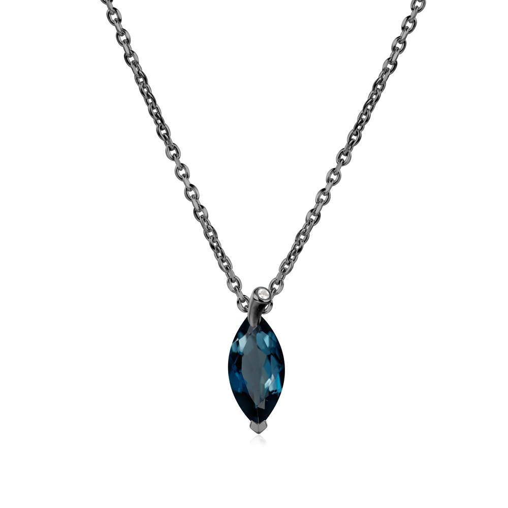 Nature Inspired Leaf London Blue Topaz Necklace - LUO Jewelry #metal_black finish sterling silver