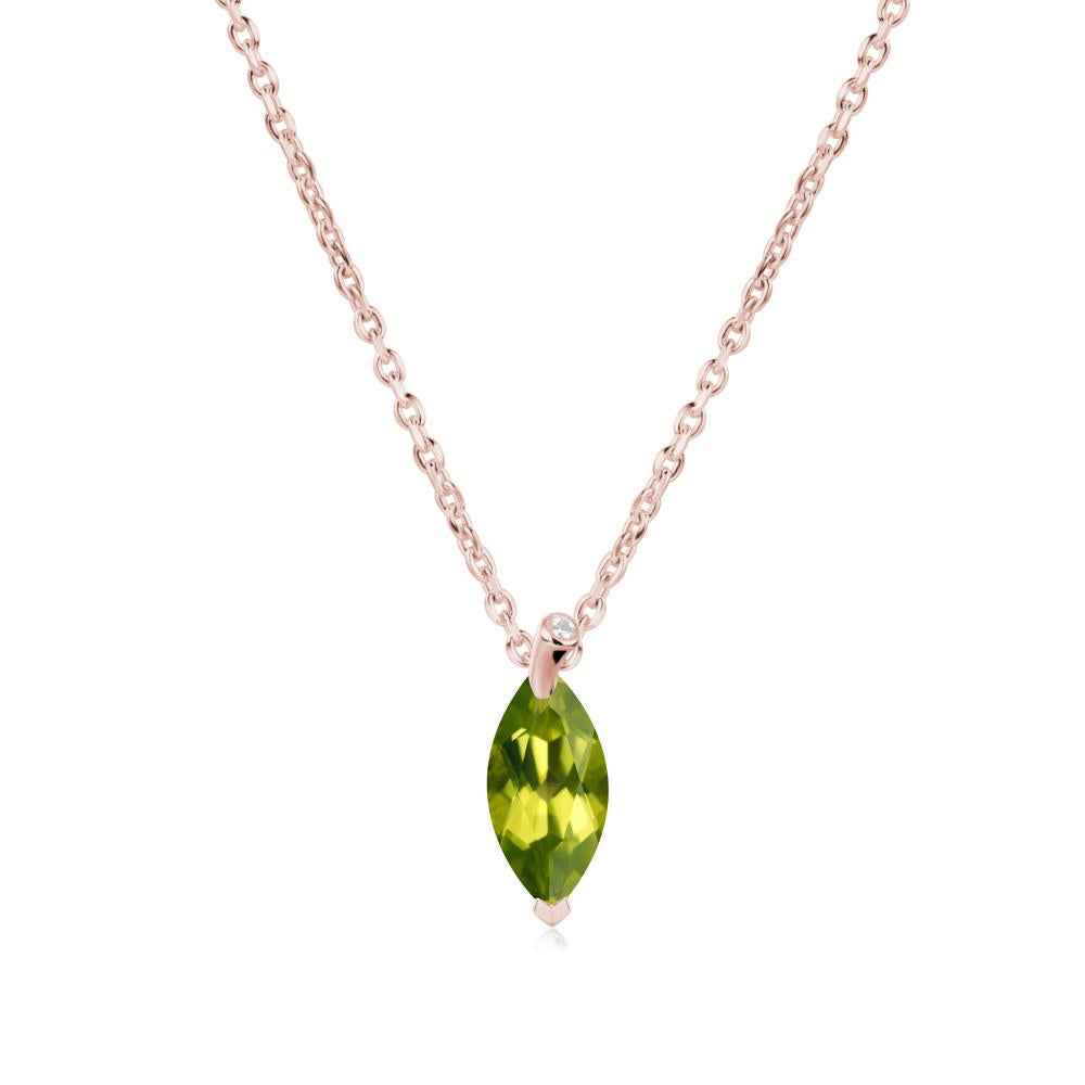 Marquise Peridot Leaf Necklace - LUO Jewelry #metal_18k rose gold
