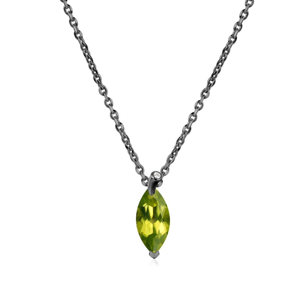 Marquise Peridot Leaf Necklace - LUO Jewelry #metal_black finish sterling silver