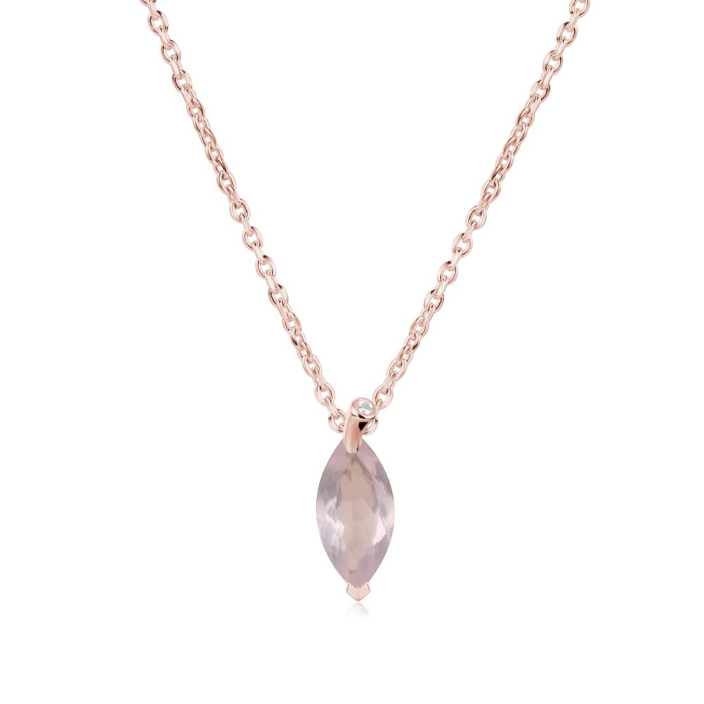 Nature Inspired Leaf Rose Quartz Necklace - LUO Jewelry #metal_18k rose gold