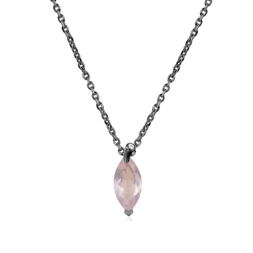 Nature Inspired Leaf Rose Quartz Necklace - LUO Jewelry #metal_black finish sterling silver