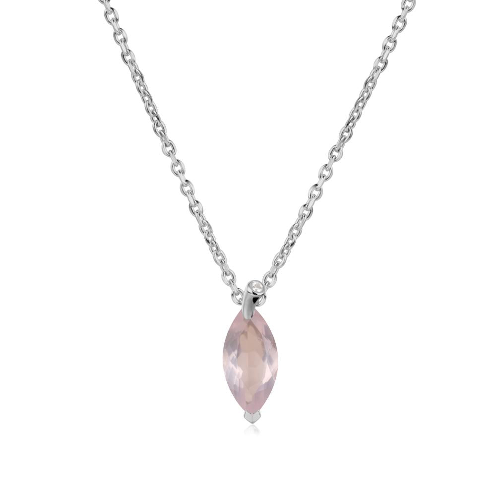Nature Inspired Leaf Rose Quartz Necklace - LUO Jewelry #metal_platinum