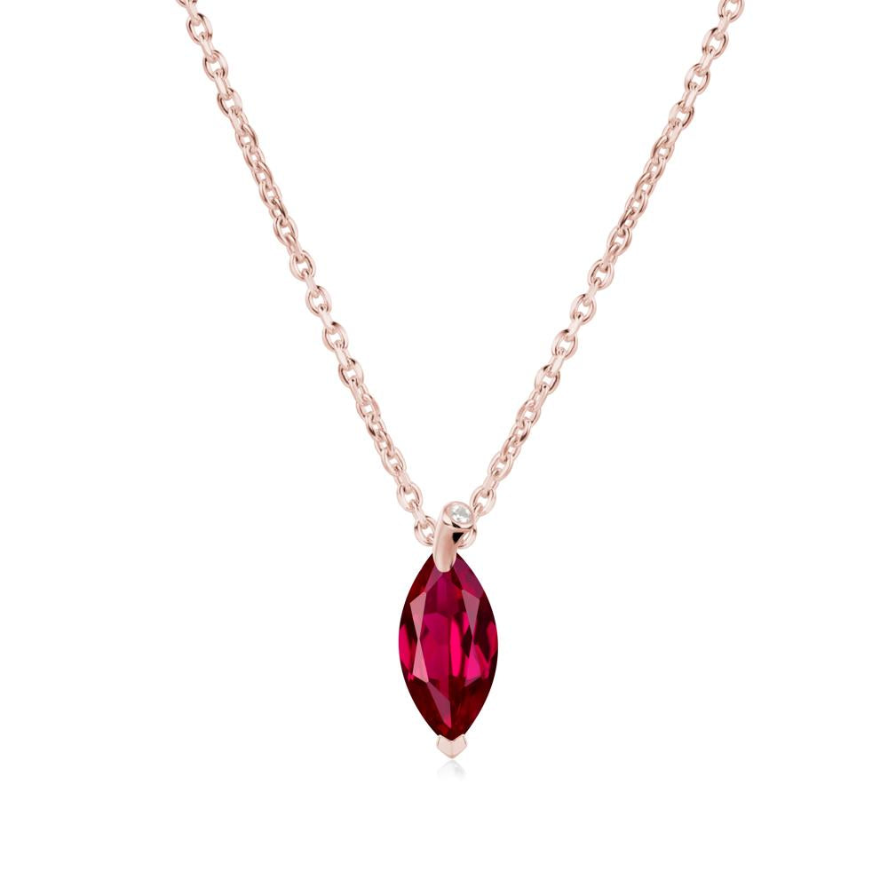 Marquise Ruby Leaf Necklace - LUO Jewelry #metal_18k rose gold