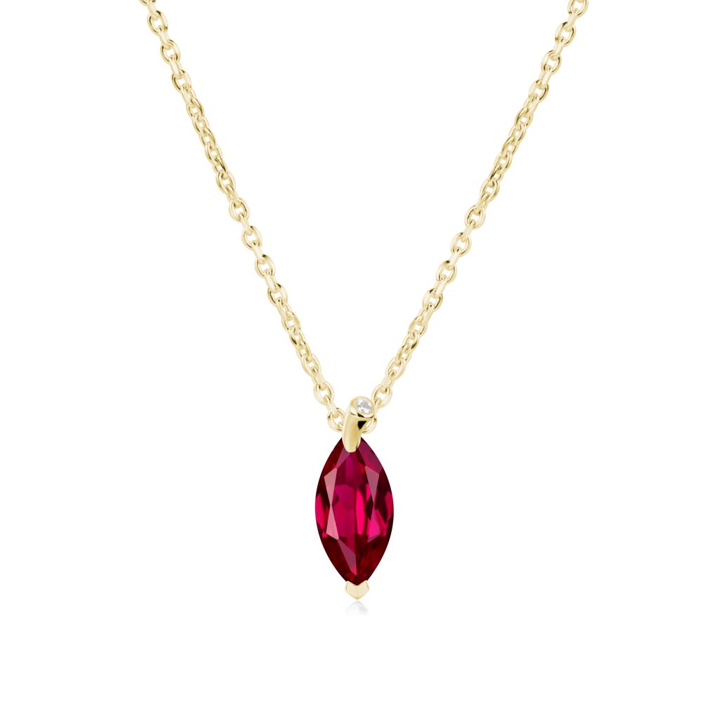 Marquise Ruby Leaf Necklace - LUO Jewelry #metal_18k yellow gold