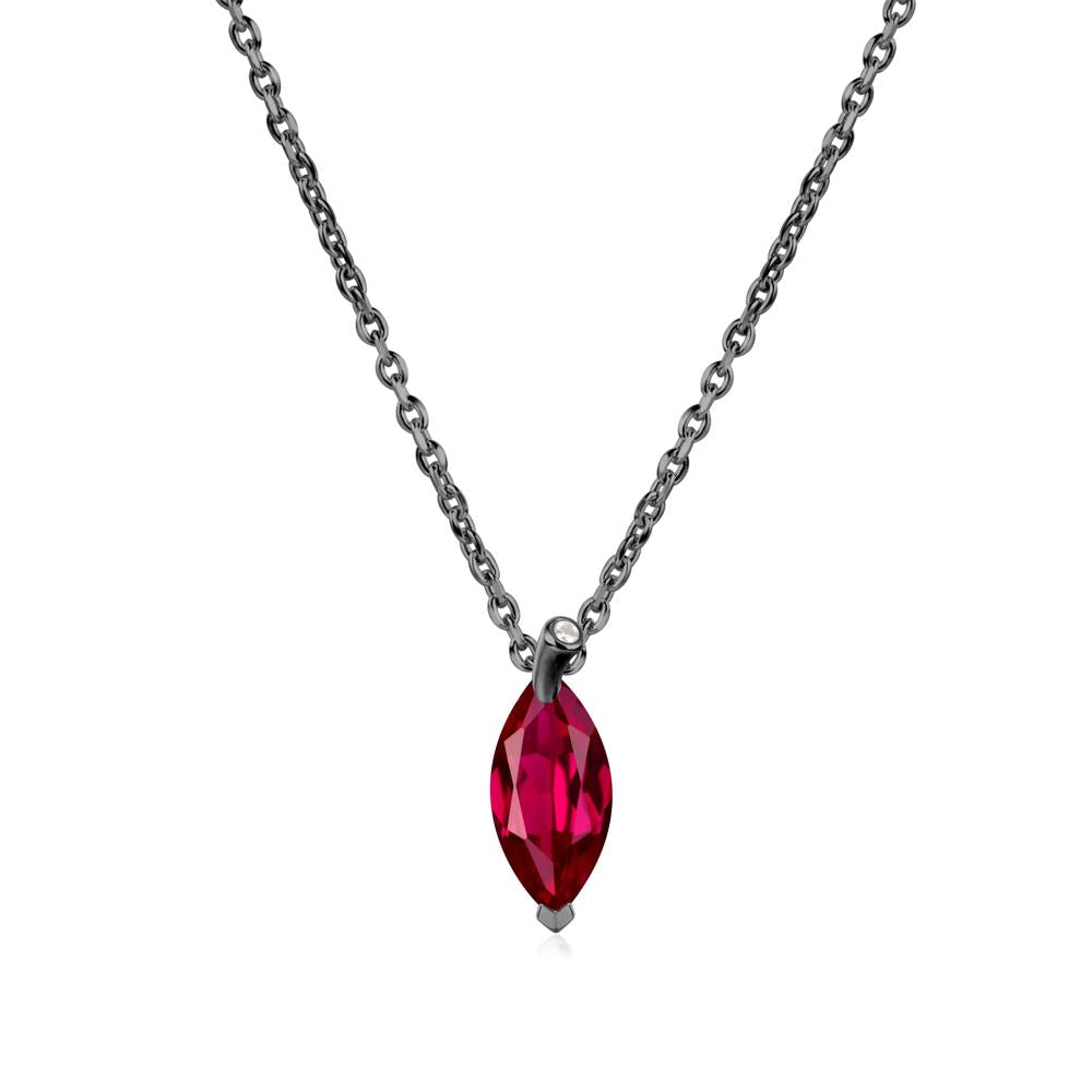 Marquise Ruby Leaf Necklace - LUO Jewelry #metal_black finish sterling silver