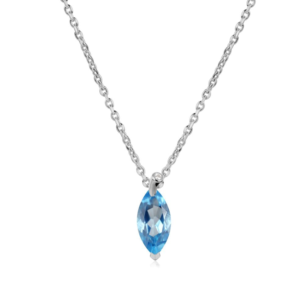 Marquise Swiss Blue Topaz Leaf Necklace - LUO Jewelry #metal_platinum
